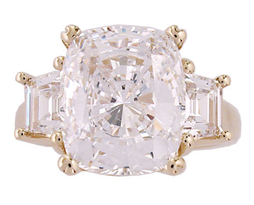 6.00Ct Antique Cushion Cut Three Stone Ring
