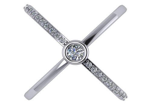 Bezel Set CZ Criss Cross Ring