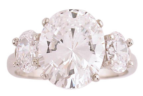 Hand Cut Cubic Zirconia Three Stone Ring