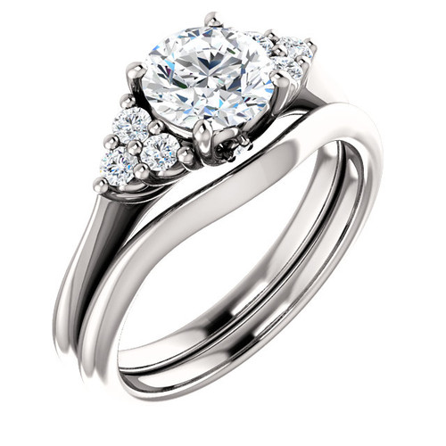 1 Carat Round Cubic Zirconia Wedding Set