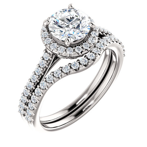 1 Carat Round Cubic Zirconia Wedding Set