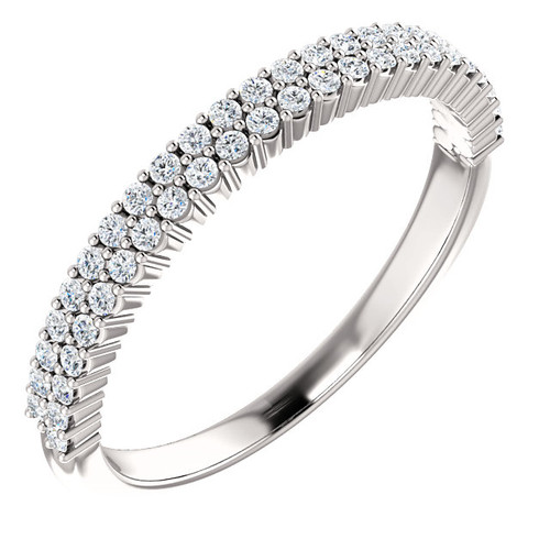 Highest Quality Cubic Zirconia Stackable Half Eternity Band is Solid Karat White Gold