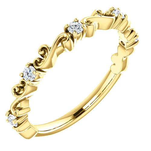 Highest Quality Cubic Zirconia Stackable Band in Solid 14 Karat Yellow Gold