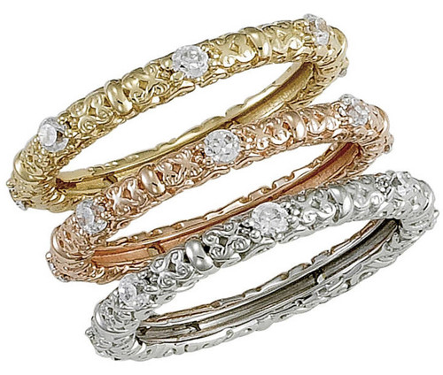Stunning Cubic Zirconia Bridal Stack Rings
