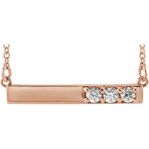Solid 14 Karat Rose Gold CZ Necklace