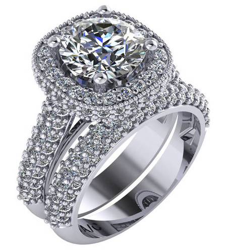 Stunning 2.00Ct Hand Cut & Polished Cubic Zirconia in Heavy Solid 14 Karat White Gold Setting