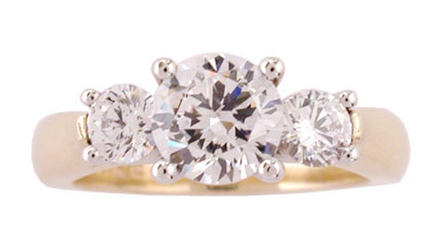 1 Carat Round Cubic Zirconia Surprise Stone Three Stone Ring