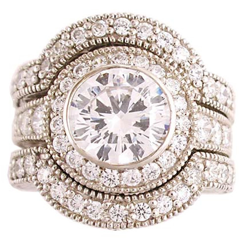 14k White Gold Cubic zirconia Wedding Set