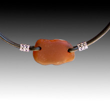 Brown Beach Glass with Black Leather Necklace