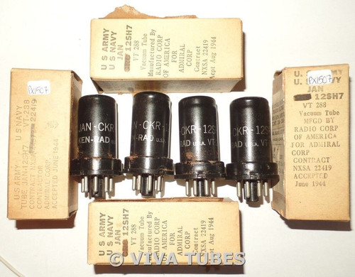 NOS NIB Matched Quad (4) Ken-Rad USA JAN-CKR-12SH7/VT-288 Vacuum Tubes 100+%