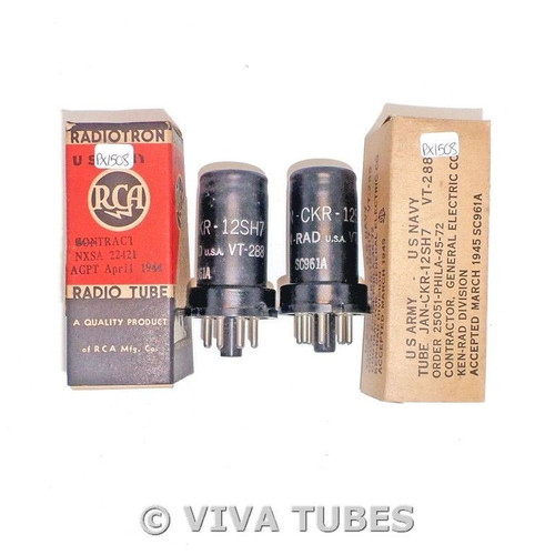 NOS Matched Pair Ken-Rad USA JAN-CKR-12SH7/VT-288 Vacuum Tubes 100+%