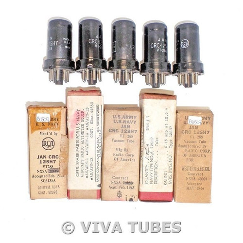 NOS NIB Matched Sleeve (5) RCA USA JAN-CRC-12SH7/VT-288 Vacuum Tubes 100%