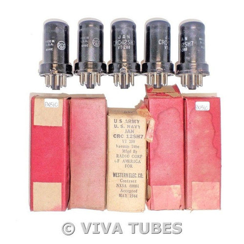 NOS NIB Matched Sleeve (5) RCA USA JAN-CRC-12SH7/VT-288 Vacuum Tubes 100+%