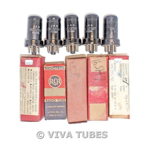 NOS NIB Matched Sleeve (5) RCA USA JAN-CRC-12SH7/VT-288 Vacuum Tubes
