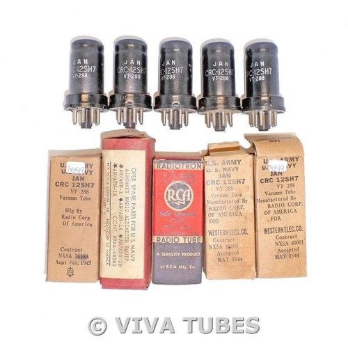 NOS NIB Matched Sleeve 5 RCA USA JAN-CRC-12SH7/VT-288 Vacuum Tubes 100%