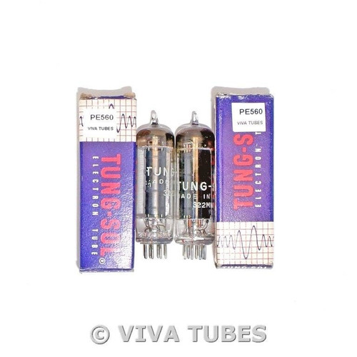 NOS NIB Matched Pair Tung-Sol USA 50B5 Black Plate Horseshoe Get Vacuum Tubes