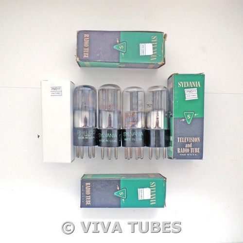 NOS NIB Matched Quad (4) Sylvania USA 25Z5 Black Plate Tubular Vacuum Tubes
