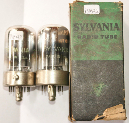 NOS NIB Date Matched Pair Sylvania USA 7K7 Black Plate Chrome Dome Vacuum Tube