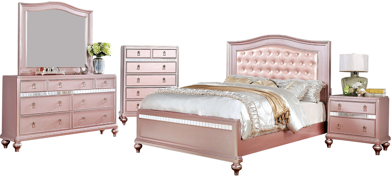 aubriana rose gold bed - cb furniture