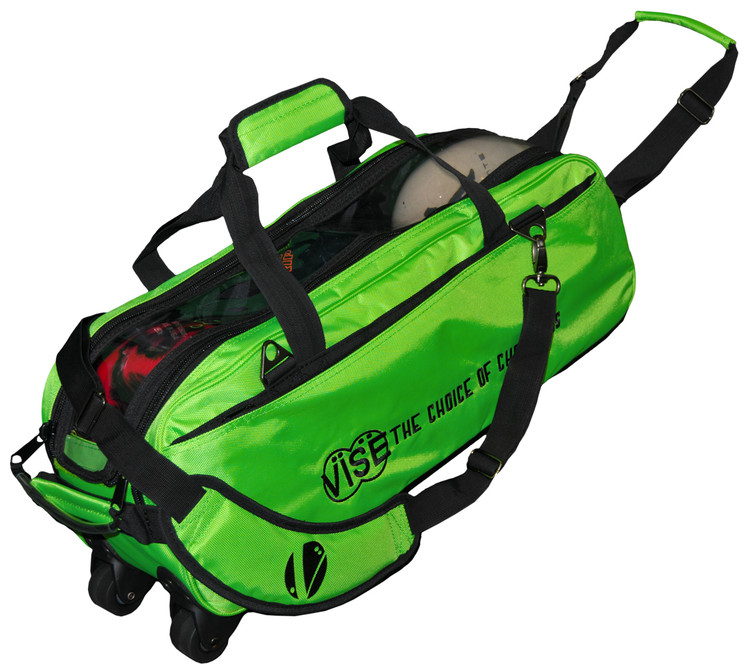 Vise 3 Ball Clear Top Roller Bowling Bag Green