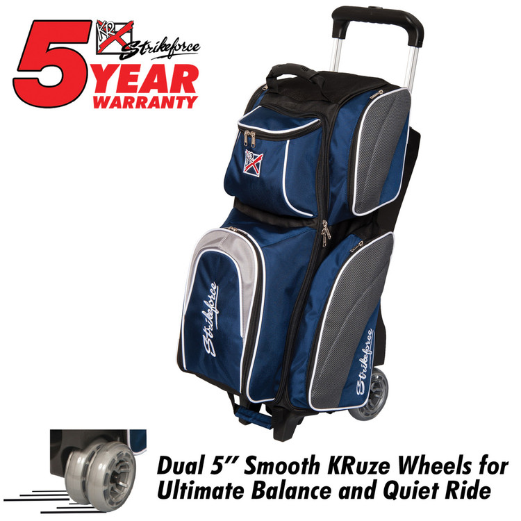 KR Strikeforce Apex 3 Ball Roller Bowling Bag Navy