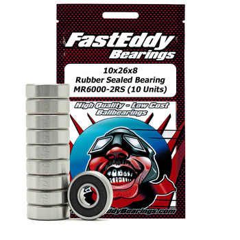10x26x8 Rubber Sealed Bearing MR6000-2RS (10 Units) 10x26x8 Rubber Sealed Bearing MR6000-2RS (10 Units)
