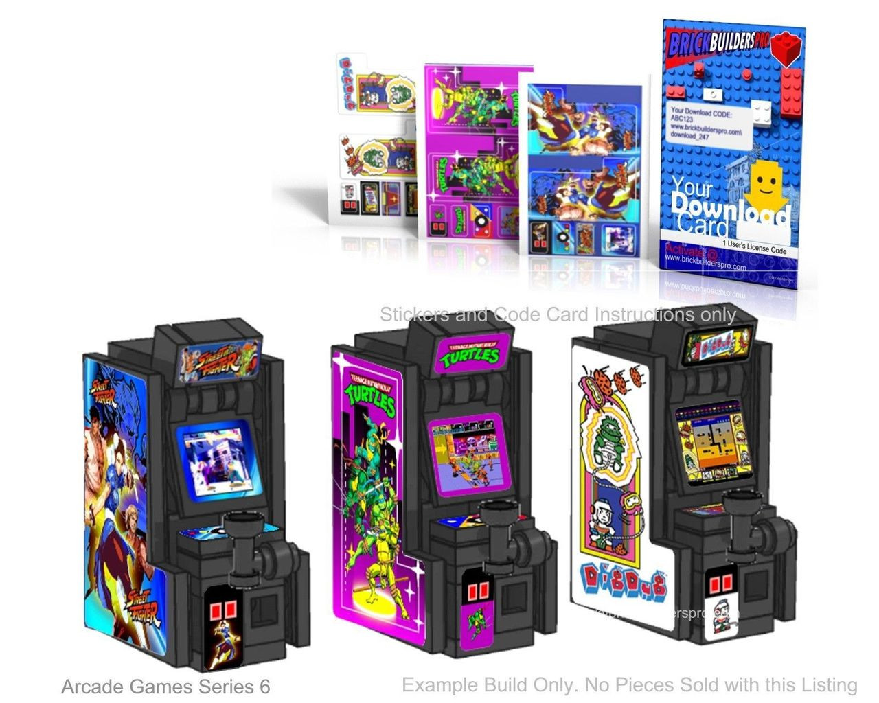 Stickers: Arcade 6, MACHINE GAMES Turtle - Brickbuilderspro Store
