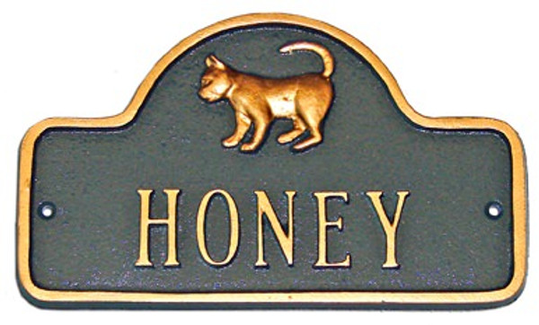 Cat Name Plate available as wall mount or order with a lawn/garden stake. Cat Name Plate available as wall mount or order with a lawn/garden stake.
