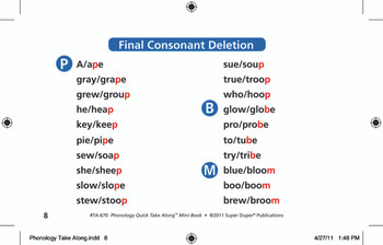 Phonology Quick Take Along Phonology Quick Take Along