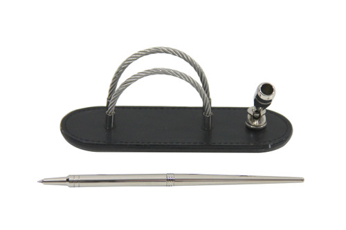 Black Leather Letter Holder & Pen