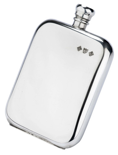Plain English Round Corner Pewter Flask With Marks 8oz