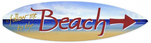 Vintage-Retro Beach Arrow Surfboard Metal-Tin Sign