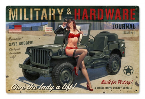 Military Hardware Pinup Metal Sign 18 x 12 Inches