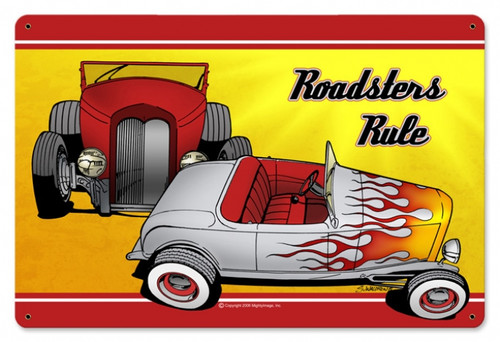 Vintage-Retro Roadsters Rule Metal-Tin Sign