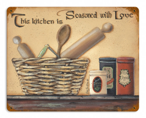 Vintage-Retro Seasoned with Love Metal-Tin Sign