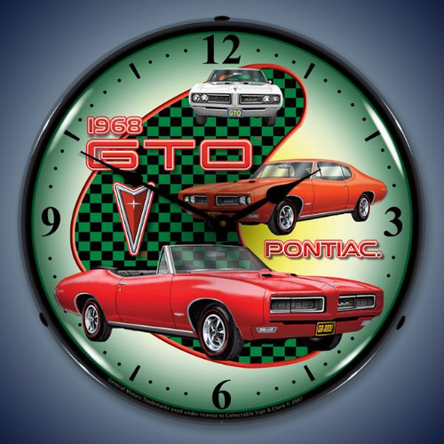 Vintage-Retro 1968 Pontiac GTO Lighted Wall Clock