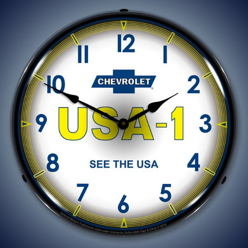 Vintage-Retro Chevrolet USA1 Lighted Wall Clock
