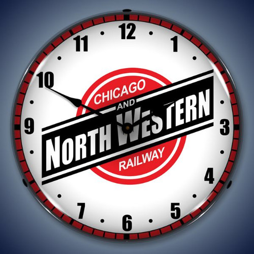 Vintage-Retro Chicago North Western Railroad Lighted Wall Clock