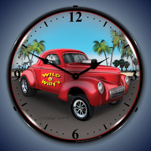 Vintage-Retro Willys Gasser Lighted Wall Clock