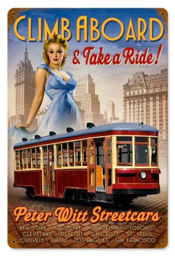 Vintage-Retro Street Car Pinup Metal-Tin Sign