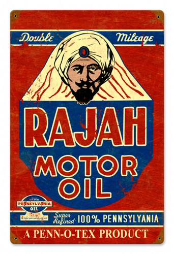 Vintage Rajah Motor Oil 12 x 18 inches Tin Sign