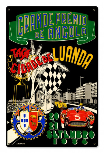 Vintage Angola Grand Prix 12 x 18 inches Tin Sign