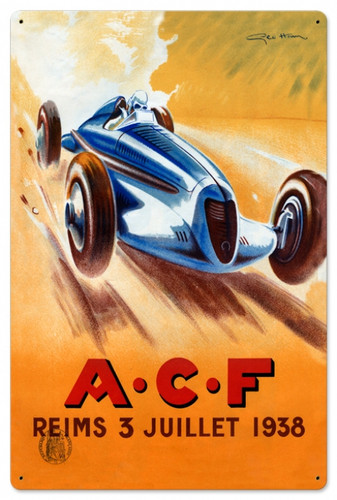 Vintage ACF Reims 24 x 16 inches Tin Sign