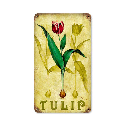 Retro Tulip Tin Sign 8 x 14 Inches