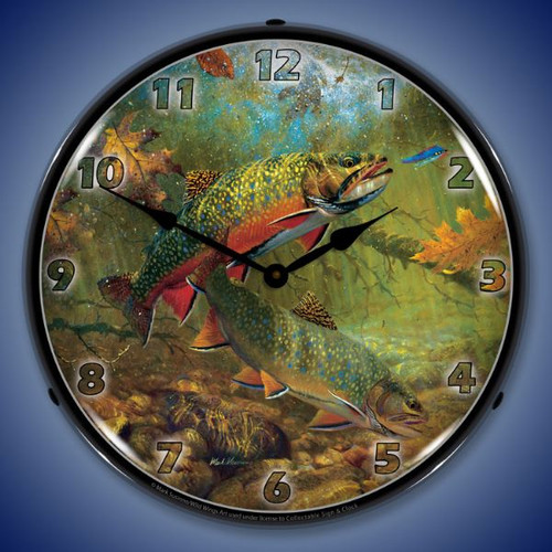 American Beauties Trout Lighted Wall Clock
