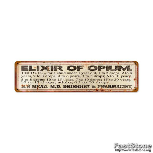 Retro Elixer of Opium Vintage Metal Sign 20 x 5 Inches