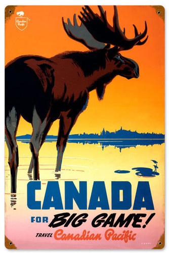 Retro Canada Big Game Metal Sign 12 x 18 Inches