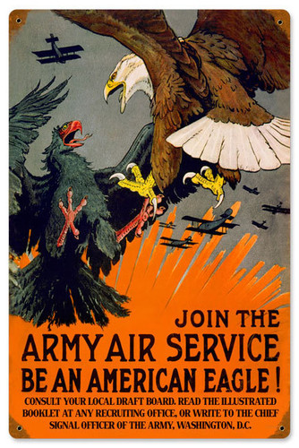 Retro Eagle Army Air Metal Sign 12 x 18 Inches