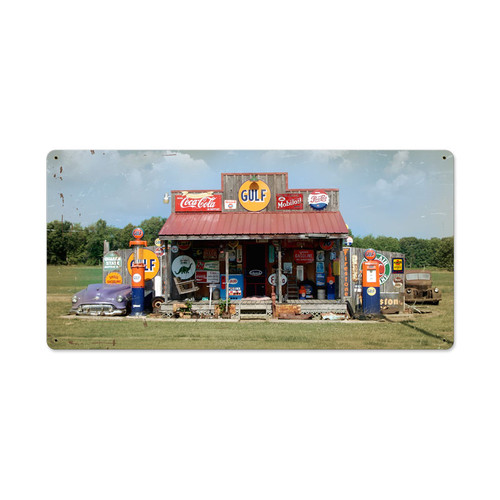 Retro Hancock Gas Station Metal Sign 26 x 12 Inches