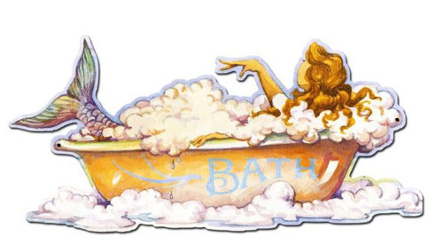 Mermaid Bath Custom Shape Metal Sign 18 x 9 Inches
